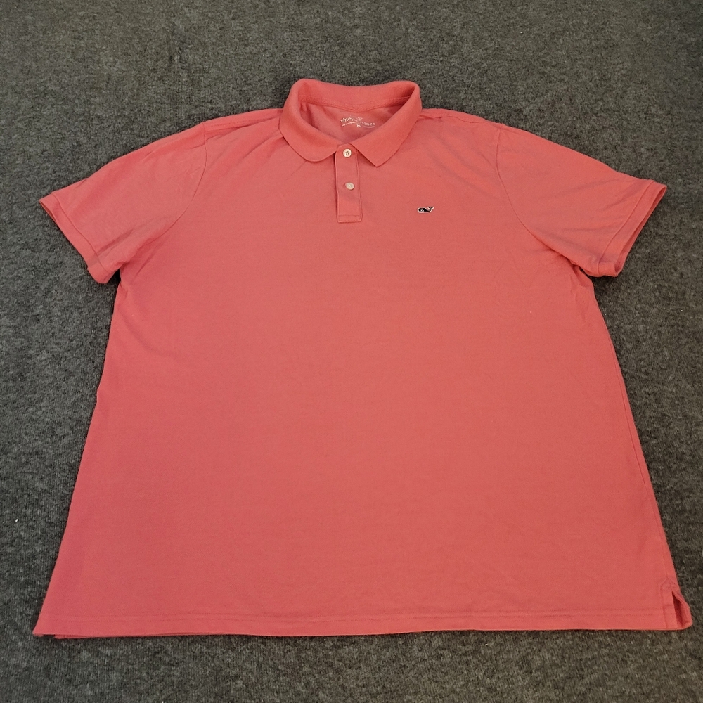Vineyard Vines Polo Shirt Mens Size XL Pink Short Sleeve Solid Short Sleeve